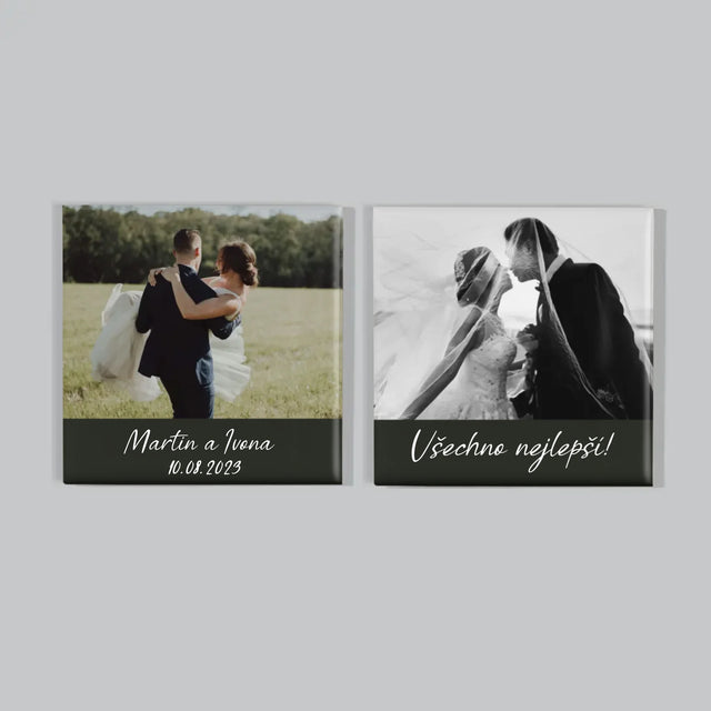 Fotka S Textem: Svatební Fotografie - Sada Magnetů