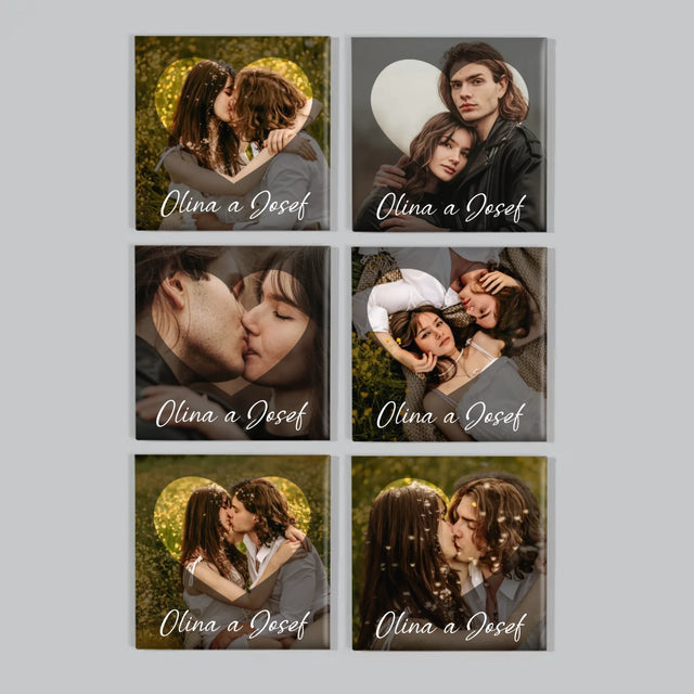 Fotka S Textem: Zamilovaní Srdce - Sada Magnetů