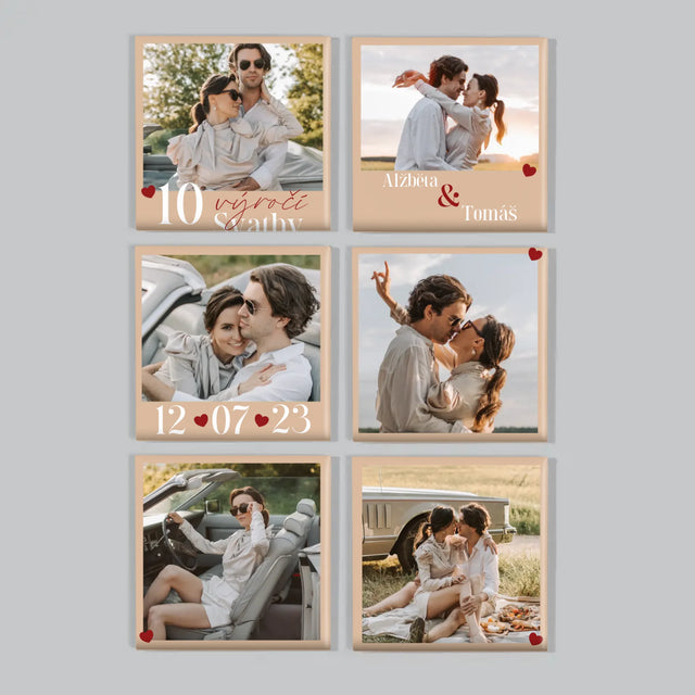 Fotka S Textem: Výročí Srdíčka - Sada Magnetů