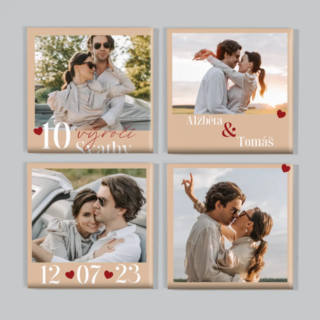 Fotka S Textem: Výročí Srdíčka - Sada Magnetů