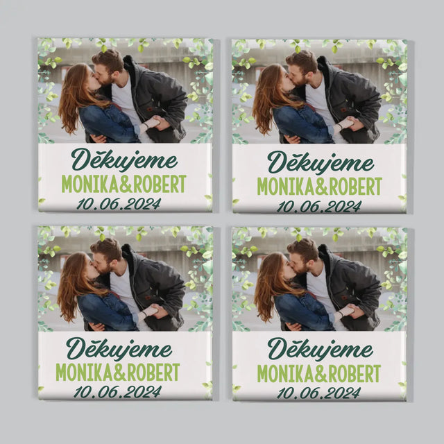 Fotka S Textem: Poděkování Svatební Lístky - Sada Magnetů