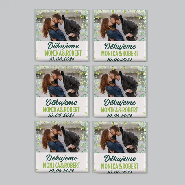 Fotka S Textem: Poděkování Svatební Lístky - Sada Magnetů