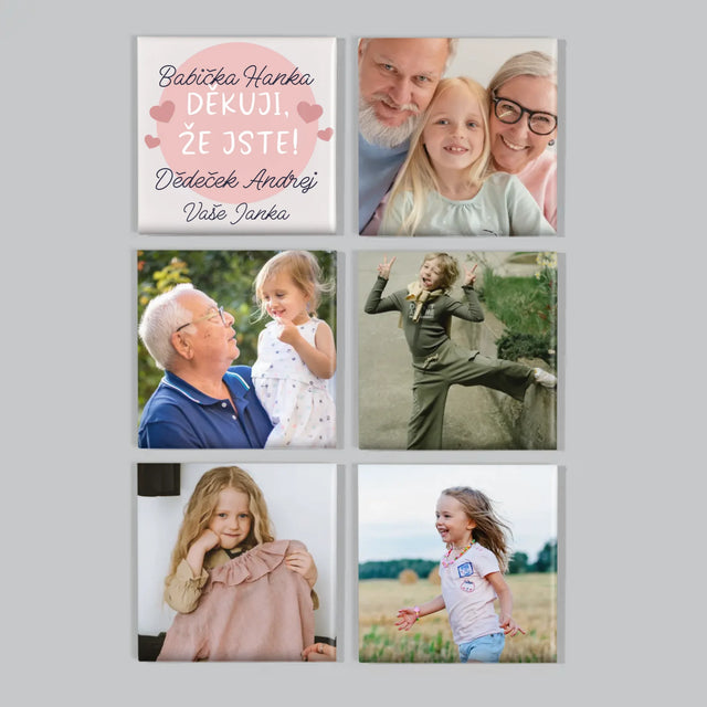 Fotka S Textem: Poděkování Pro Prarodiče - Sada Magnetů
