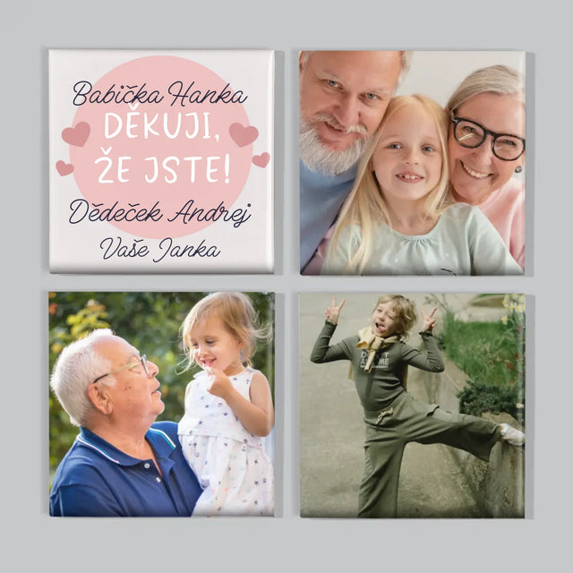 Fotka S Textem: Poděkování Pro Prarodiče - Sada Magnetů