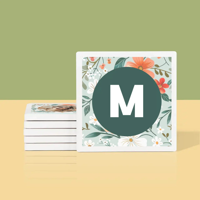 Fotokoláž: Květinový Monogram - Podtácky Pod Hrnky