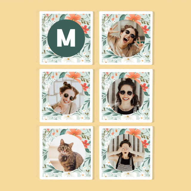 Fotokoláž: Květinový Monogram - Podtácky Pod Hrnky