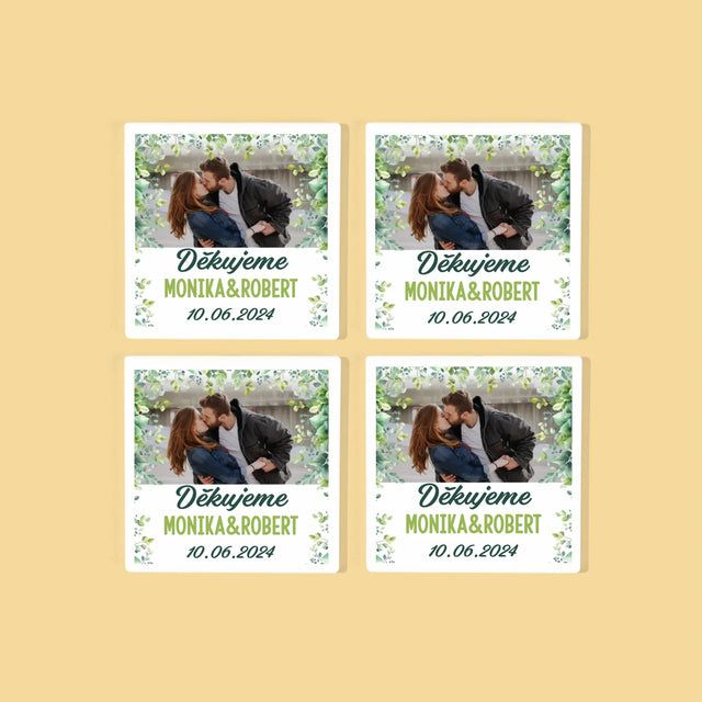 Fotka S Textem: Poděkování Svatební Lístky - Podtácky Pod Hrnky