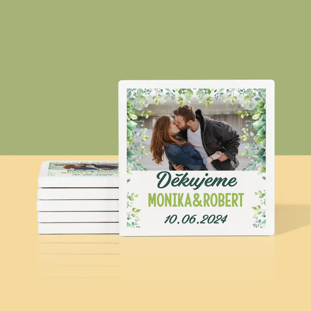 Fotka S Textem: Poděkování Svatební Lístky - Podtácky Pod Hrnky