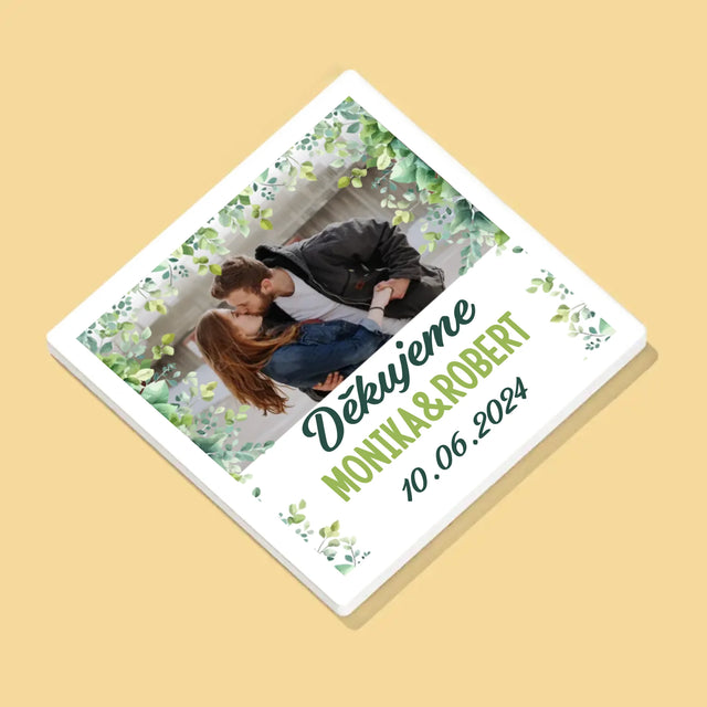 Fotka S Textem: Poděkování Svatební Lístky - Podtácky Pod Hrnky