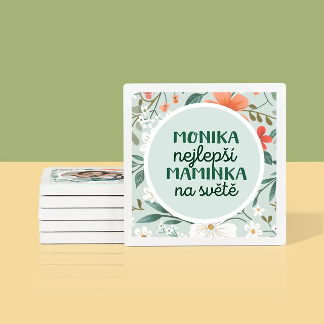 Fotka S Textem: Nejlepší Maminka Květiny - Podtácky Pod Hrnky