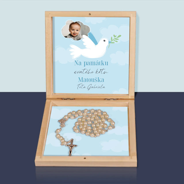 Fotka S Textem: Památka Na Křest Holoubek - Růženec