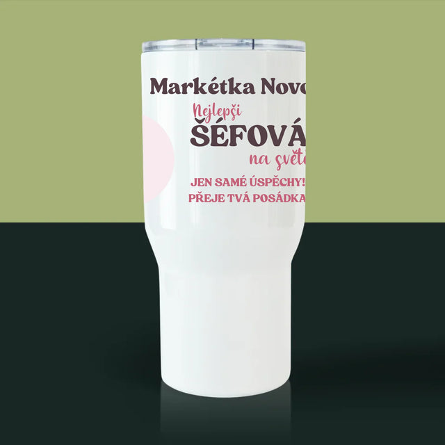 Fotokoláž: Nejlepší Šéfová - Termohrnek Bílý