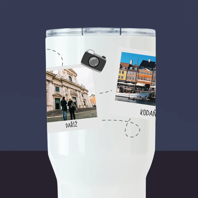 Fotokoláž: Cesty Blízké A Daleké - Termohrnek Bílý