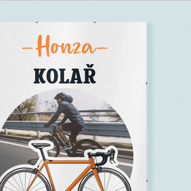 Fotografie a popisek: Cyklista, který získal medaili - personalizovaný plakát | CZ