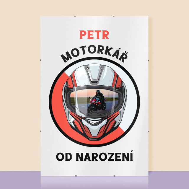 Fotka S Textem: Motorkář Od Narození - Plakát