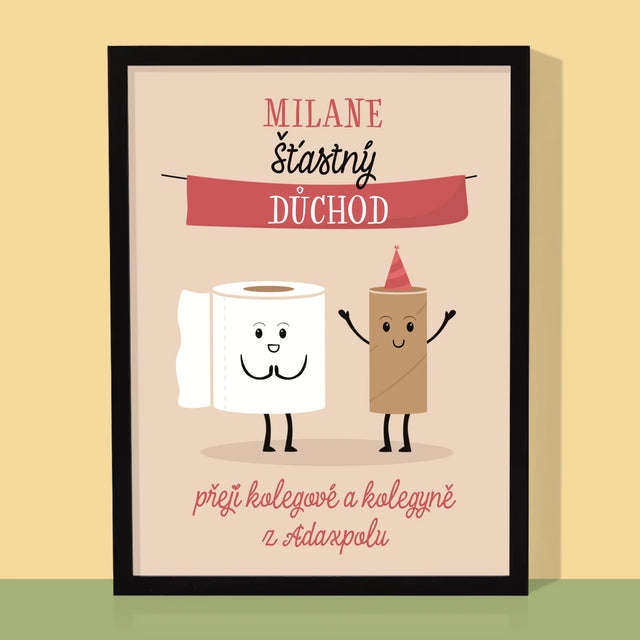 Jméno A Nápis: Šťastný Důchod - Tisk V Rámečku