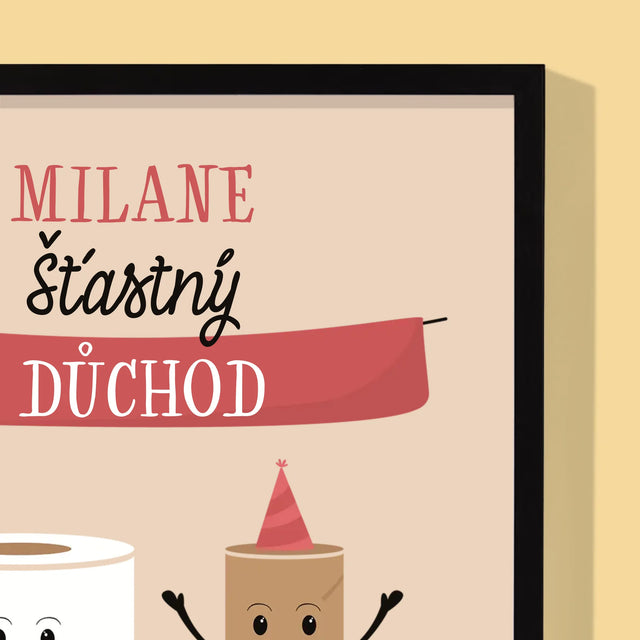 Jméno A Nápis: Šťastný Důchod - Tisk V Rámečku