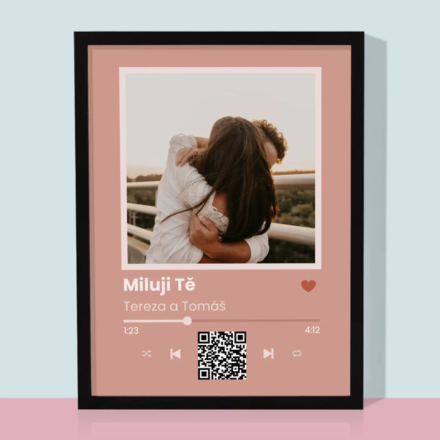 Fotka S Textem: Tvoje Písnička Na Qr - Tisk V Rámečku