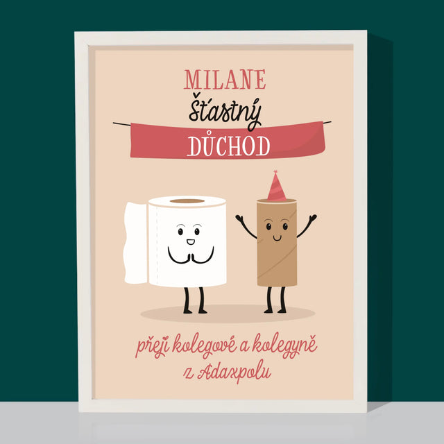 Jméno A Nápis: Šťastný Důchod - Tisk V Rámečku