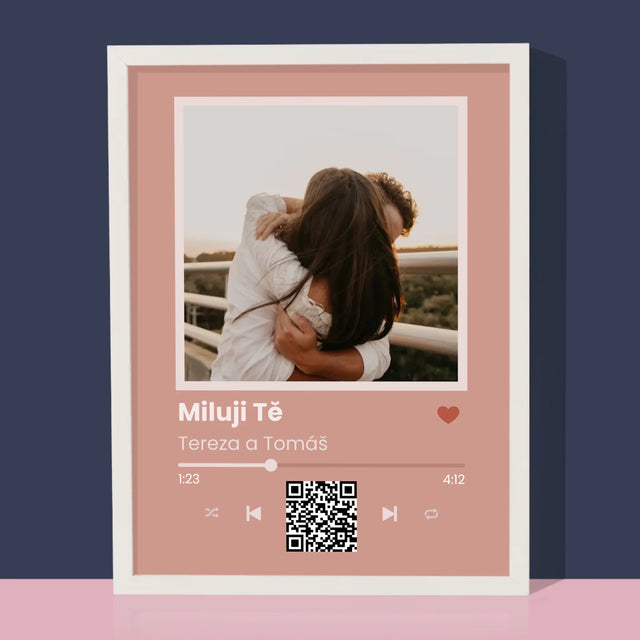 Fotka S Textem: Tvoje Písnička Na Qr - Tisk V Rámečku