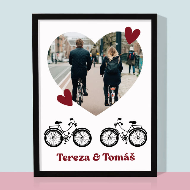 Fotka S Textem: Pár Na Kole - Tisk V Rámečku
