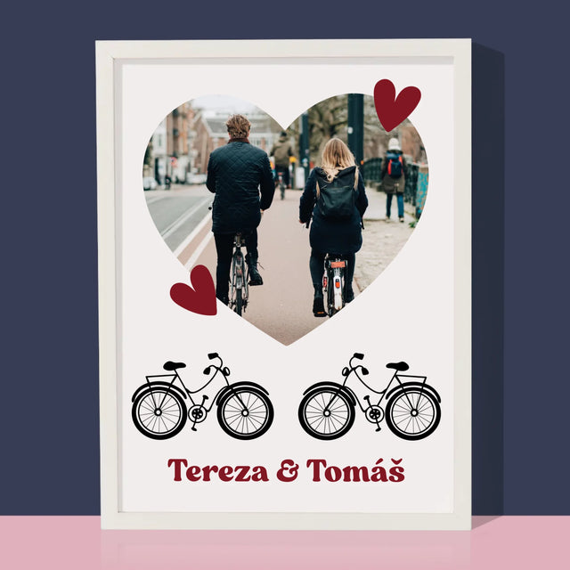 Fotka S Textem: Pár Na Kole - Tisk V Rámečku