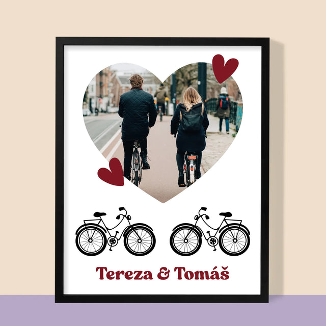Fotka S Textem: Pár Na Kole - Tisk V Rámečku