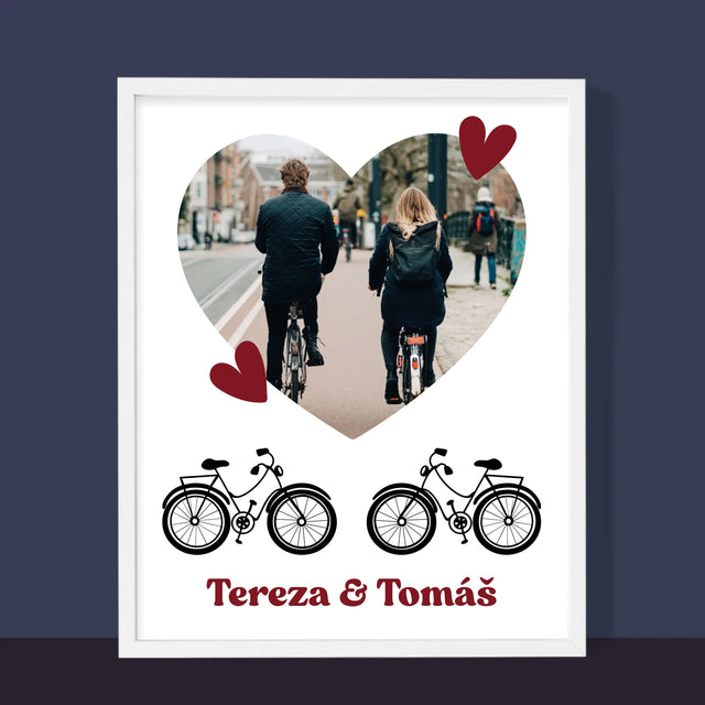 Fotka S Textem: Pár Na Kole - Tisk V Rámečku