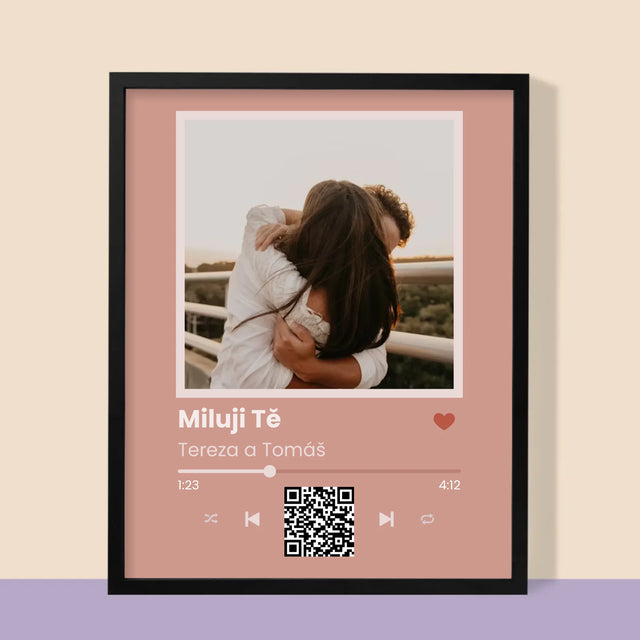 Fotka S Textem: Tvoje Písnička Na Qr - Tisk V Rámečku