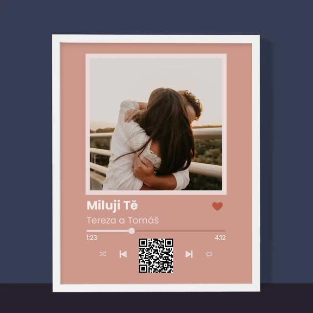 Fotka S Textem: Tvoje Písnička Na Qr - Tisk V Rámečku