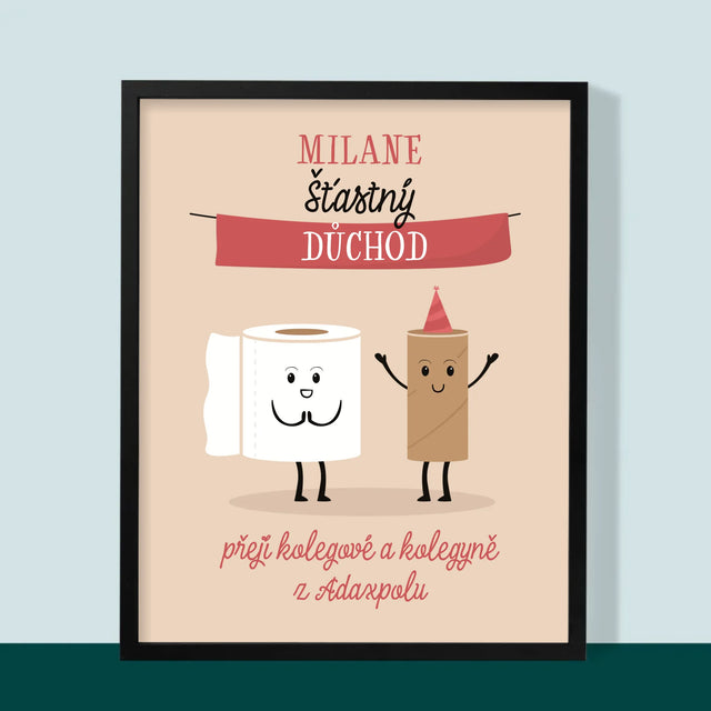 Jméno A Nápis: Šťastný Důchod - Tisk V Rámečku