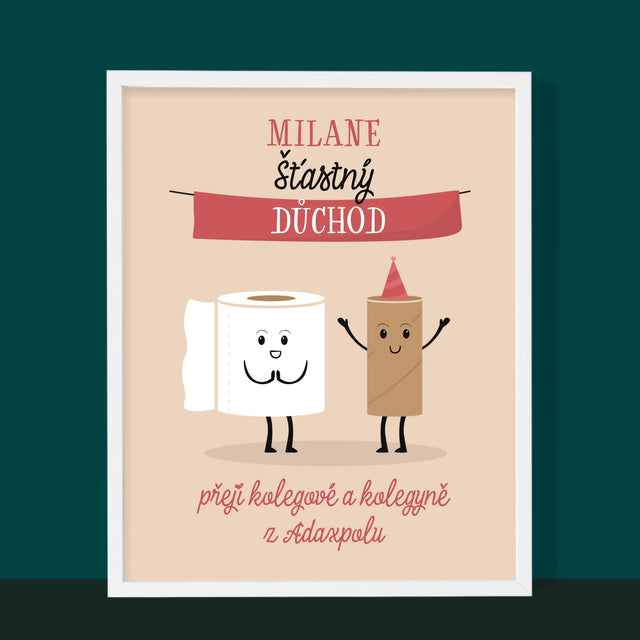 Jméno A Nápis: Šťastný Důchod - Tisk V Rámečku