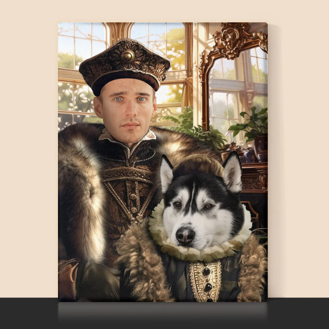 Královský Portrét: Šlechtic S Mazlíčkem: Královský Portrét - Tisk V Rámečku