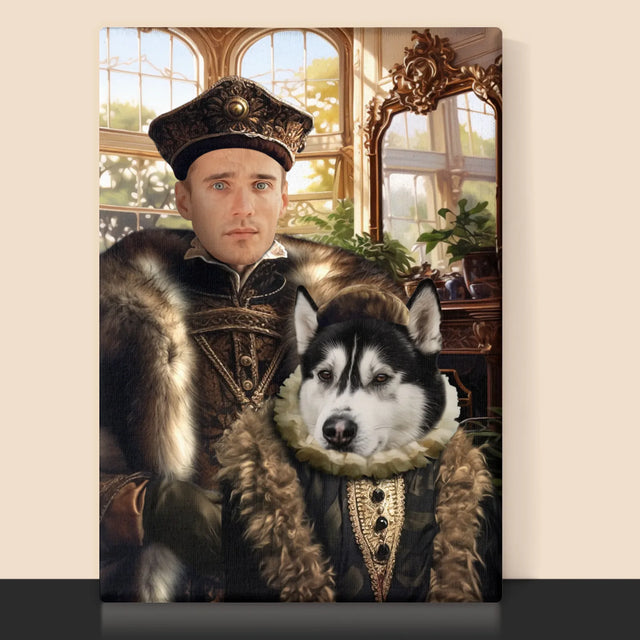 Královský Portrét: Šlechtic S Mazlíčkem: Královský Portrét - Tisk V Rámečku