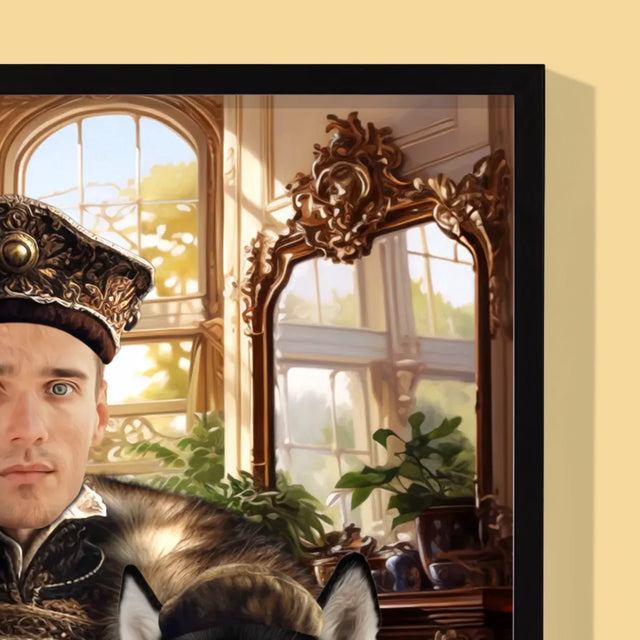 Královský Portrét: Šlechtic S Mazlíčkem: Královský Portrét - Tisk V Rámečku