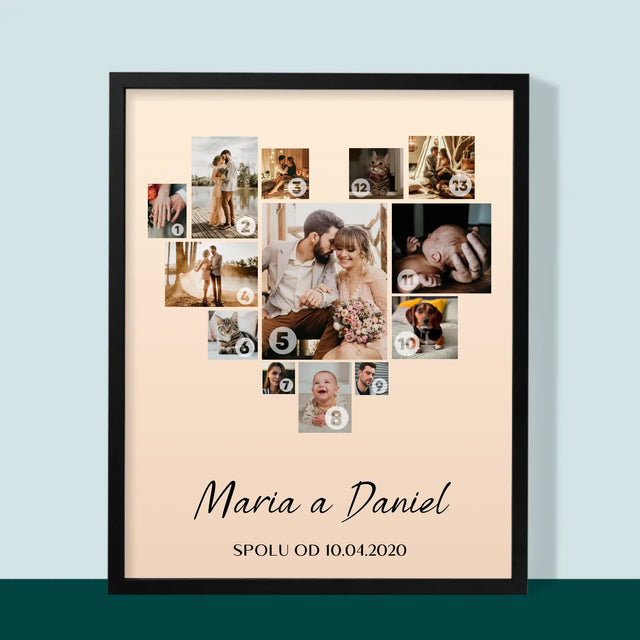 Fotokoláž: Srdce Koláž - Tisk V Rámečku