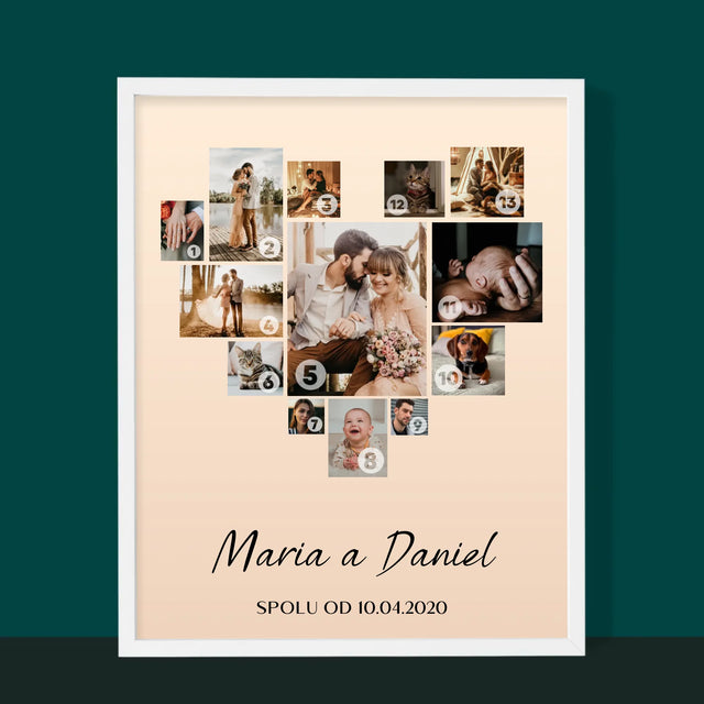 Fotokoláž: Srdce Koláž - Tisk V Rámečku