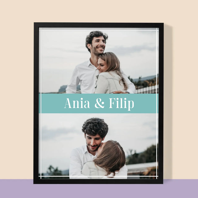 Fotokoláž: Pár Jména - Tisk V Rámečku