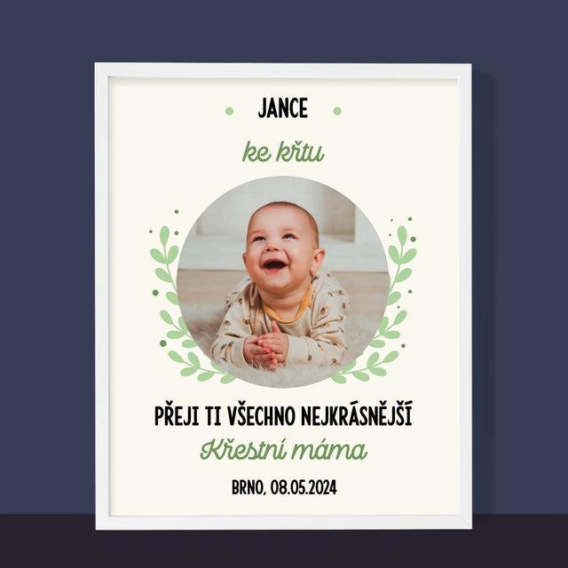 Fotka A Textem: Ke Křtu - Tisk V Rámečku