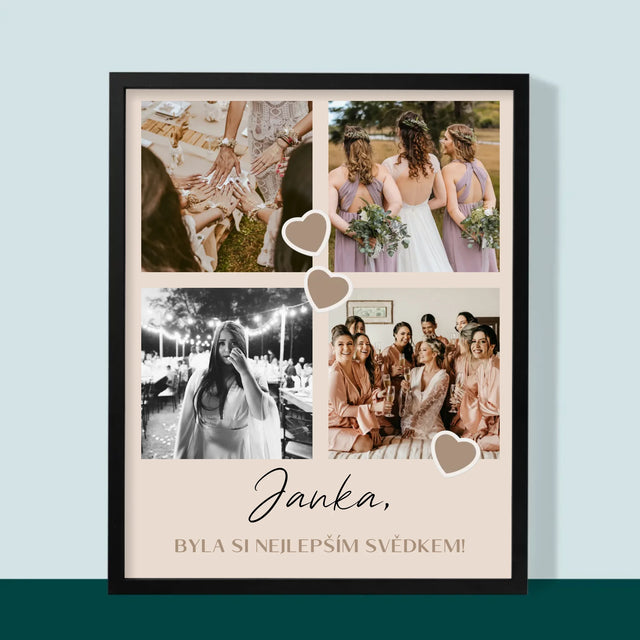 Fotokoláž: Děkovná Koláž Pro Svědka - Tisk V Rámečku