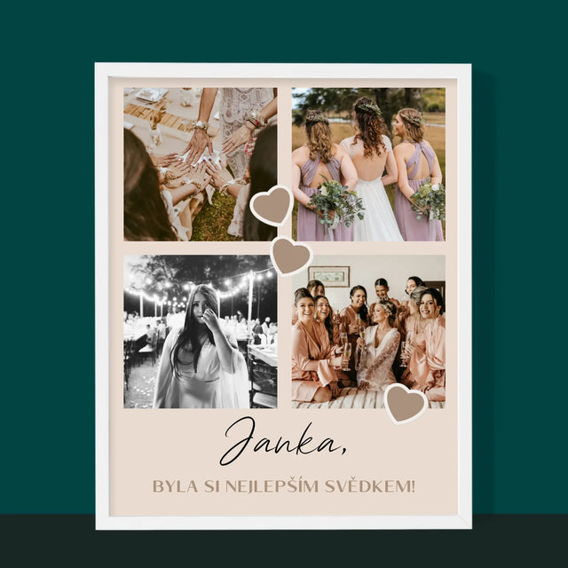 Fotokoláž: Děkovná Koláž Pro Svědka - Tisk V Rámečku