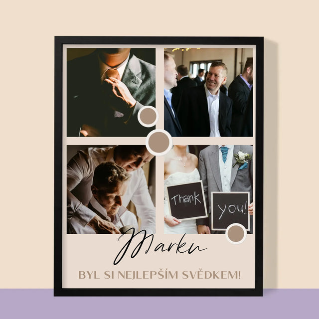 Fotokoláž: Děkovná Koláž Pro Svědka - Tisk V Rámečku