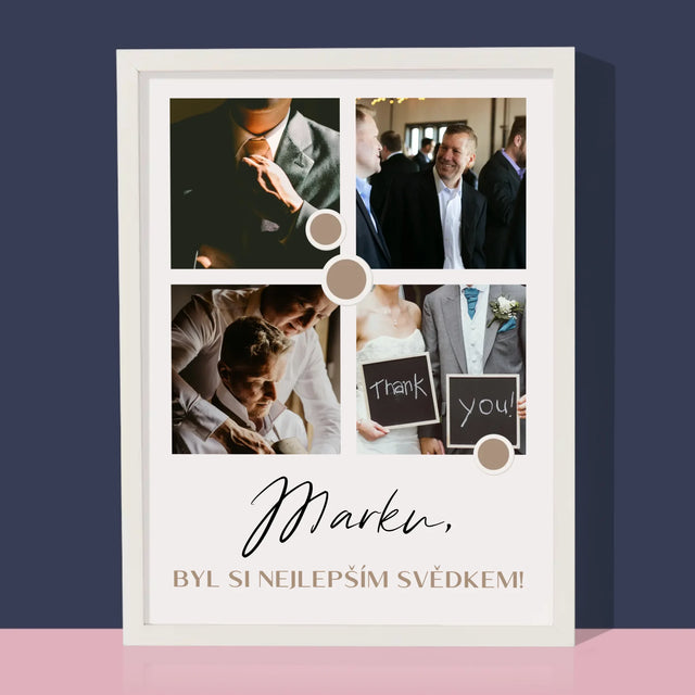Fotokoláž: Děkovná Koláž Pro Svědka - Tisk V Rámečku