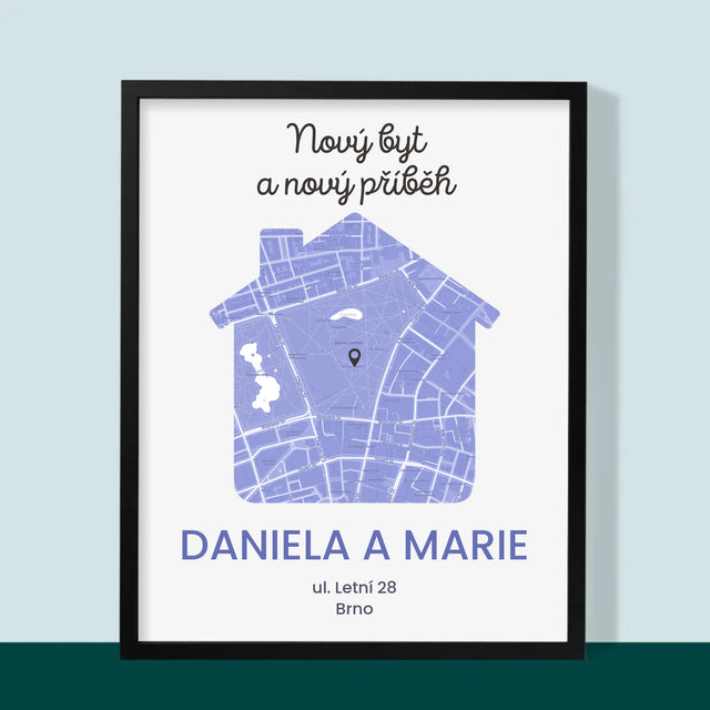 Mapa Města: Mapa Města: Nový Byt - Tisk V Rámečku