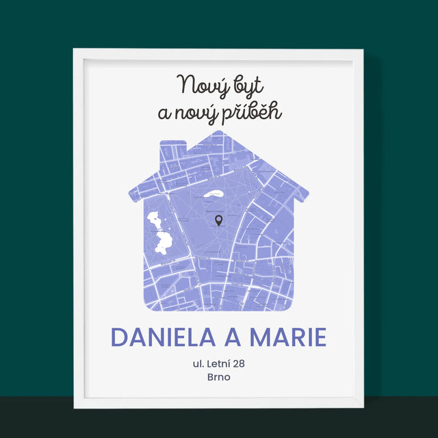 Mapa Města: Mapa Města: Nový Byt - Tisk V Rámečku