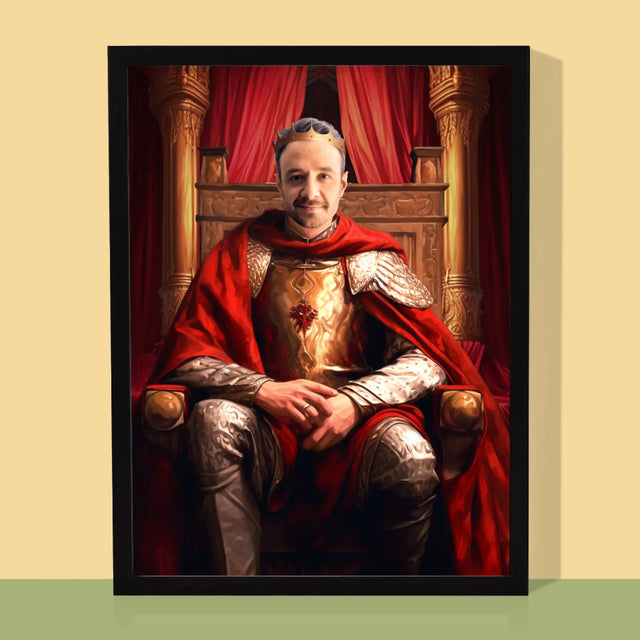 Královský Portrét: Král V Trůnním Sále: Královský Portrét - Tisk V Rámečku