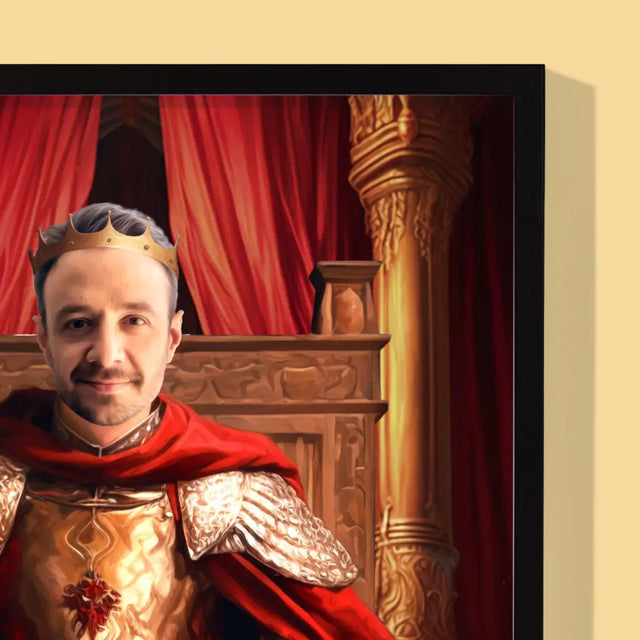 Královský Portrét: Král V Trůnním Sále: Královský Portrét - Tisk V Rámečku