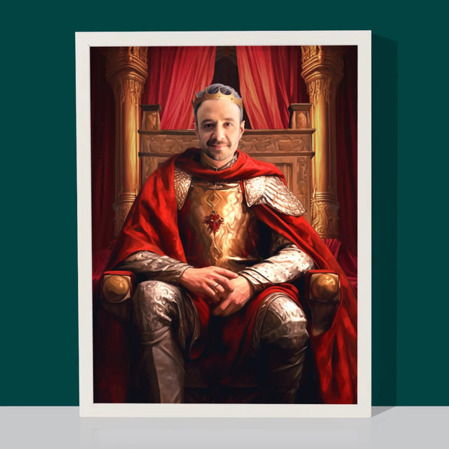 Královský Portrét: Král V Trůnním Sále: Královský Portrét - Tisk V Rámečku