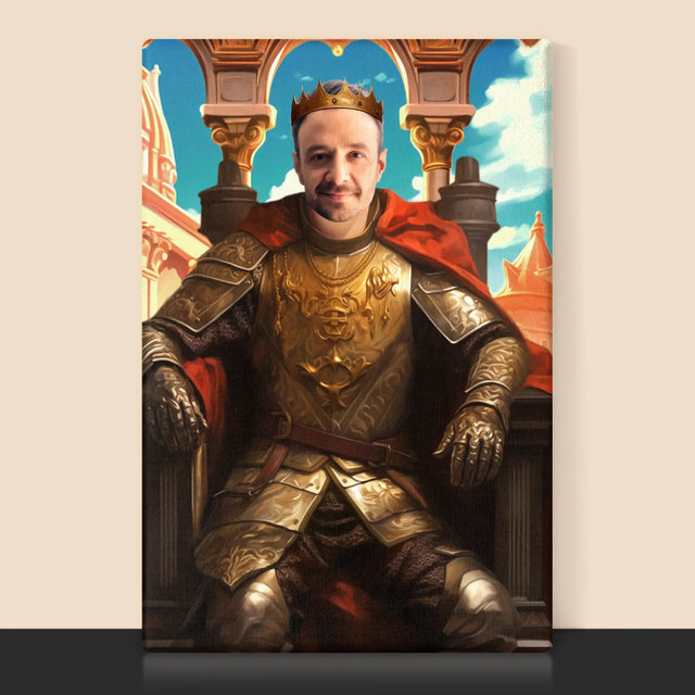 Královský Portrét: Král Na Trůnu: Královský Portrét - Tisk V Rámečku
