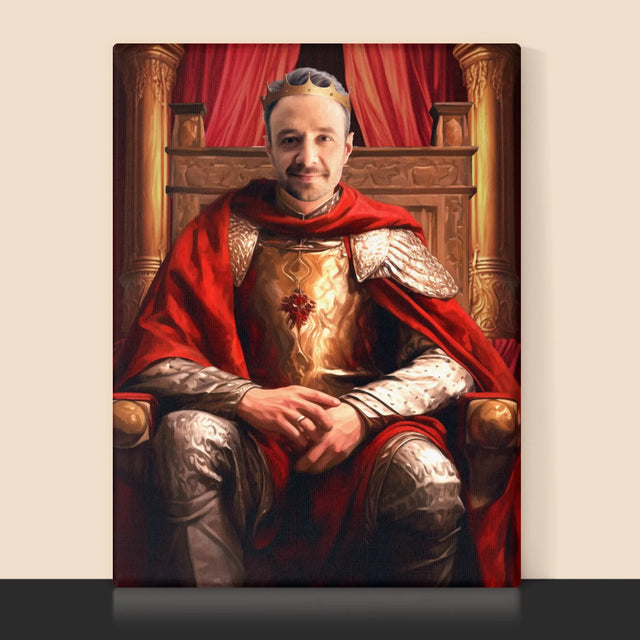 Královský Portrét: Král V Trůnním Sále: Královský Portrét - Tisk V Rámečku